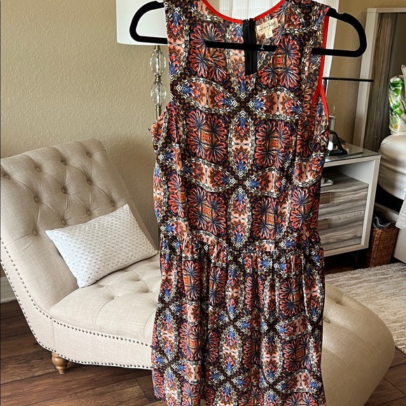 Maison Jules Floral Mosaic Mini Dress - Red and Blue - Picture 1 of 4